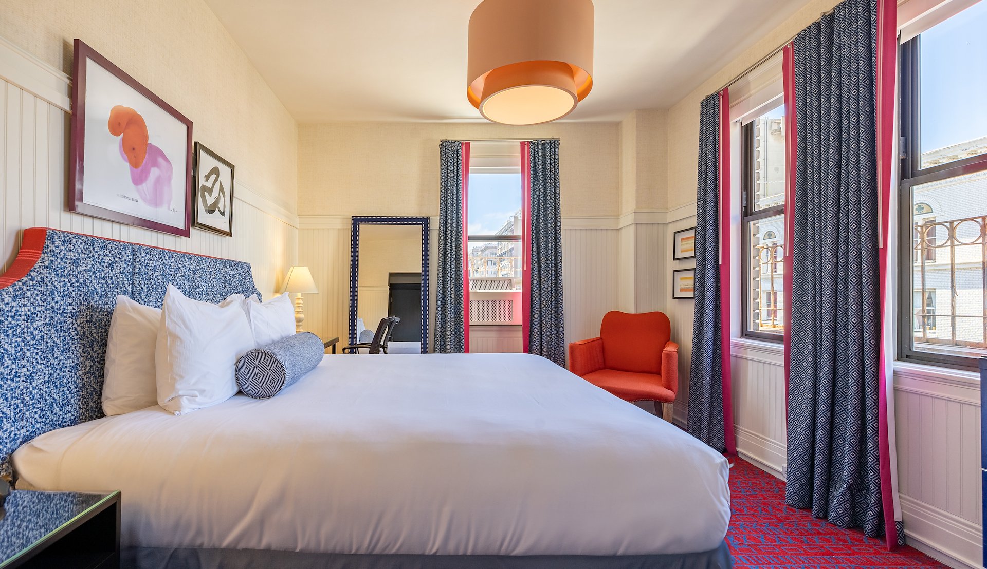 Bright design-led hotel room